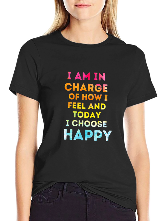 Choose Happy Graphic Tee - Inspirational Black T-Shirt