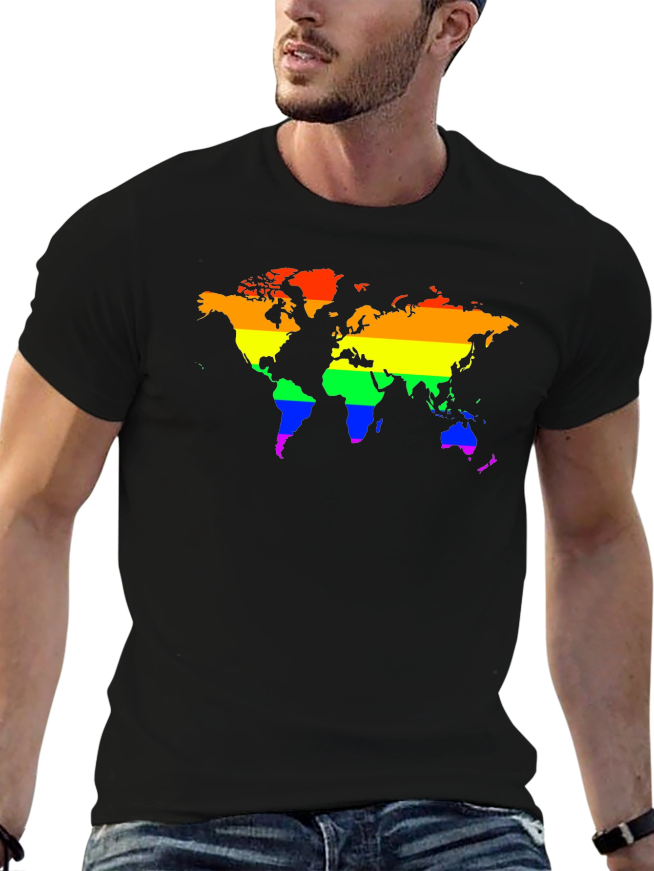 LGBTQ+ Rainbow World Map Graphic T-Shirt