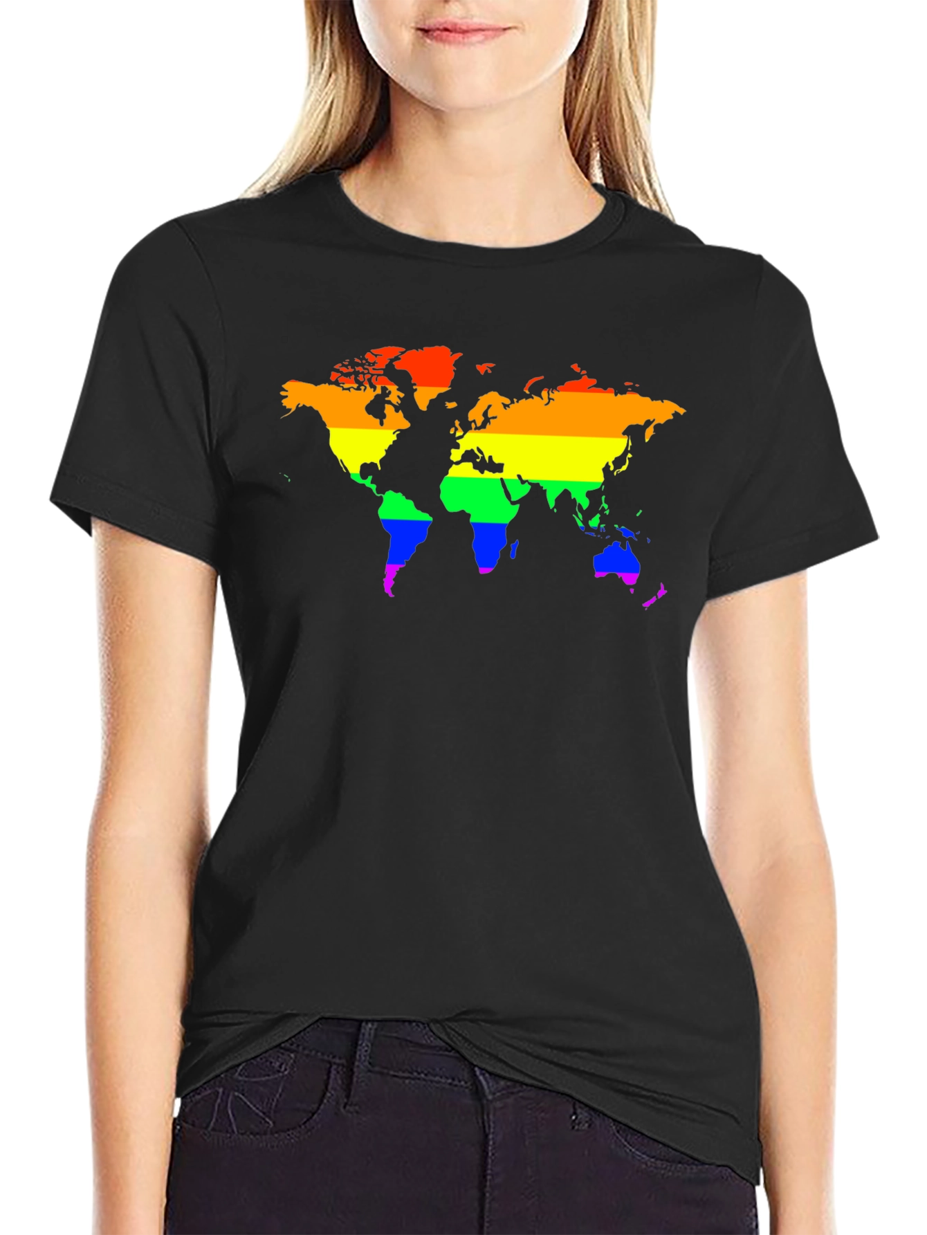 LGBTQ+ Rainbow World Map Graphic T-Shirt