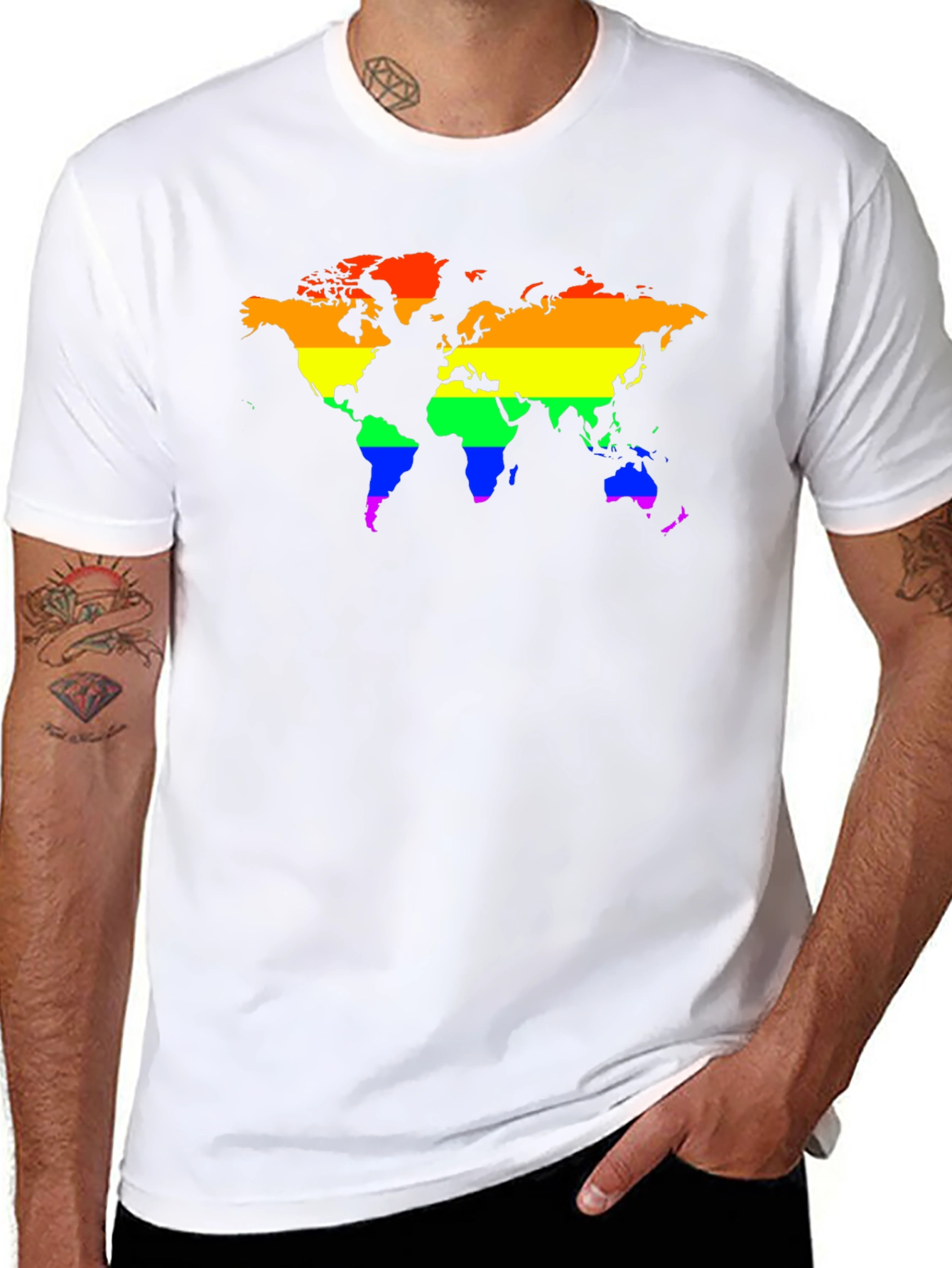 LGBTQ+ Rainbow World Map Graphic T-Shirt