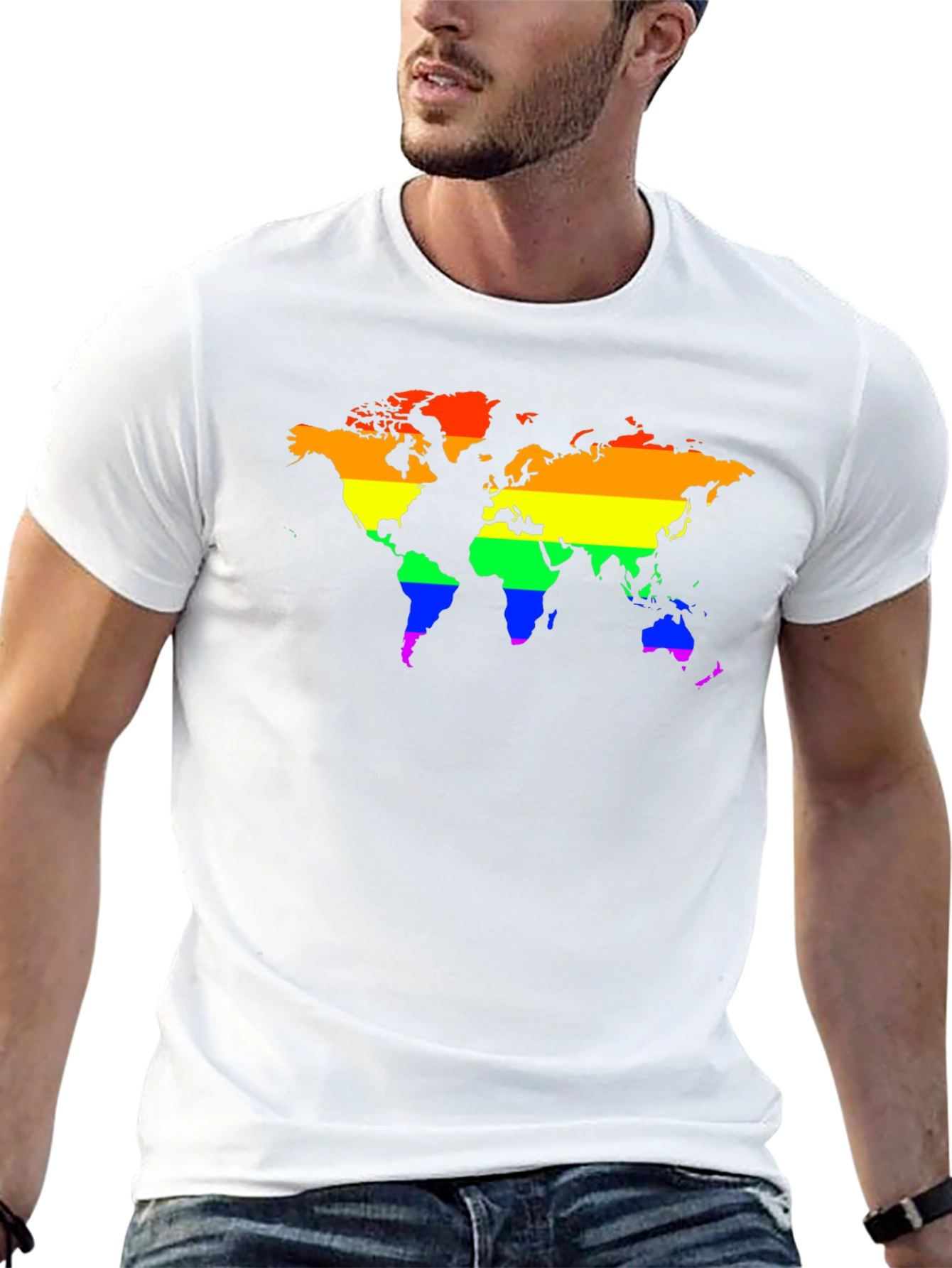 LGBTQ+ Rainbow World Map Graphic T-Shirt