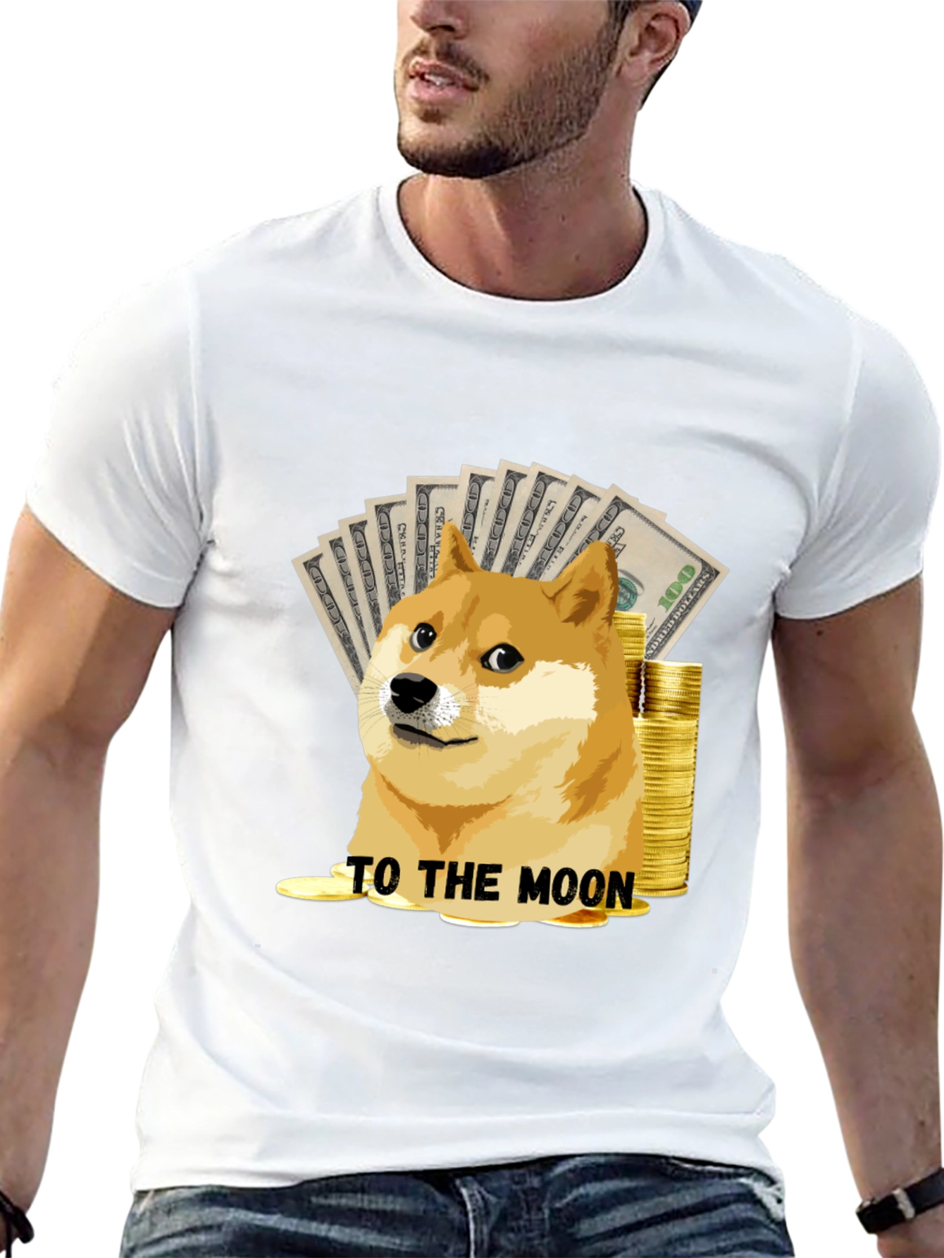 Dogecoin To The Moon Black T-Shirt