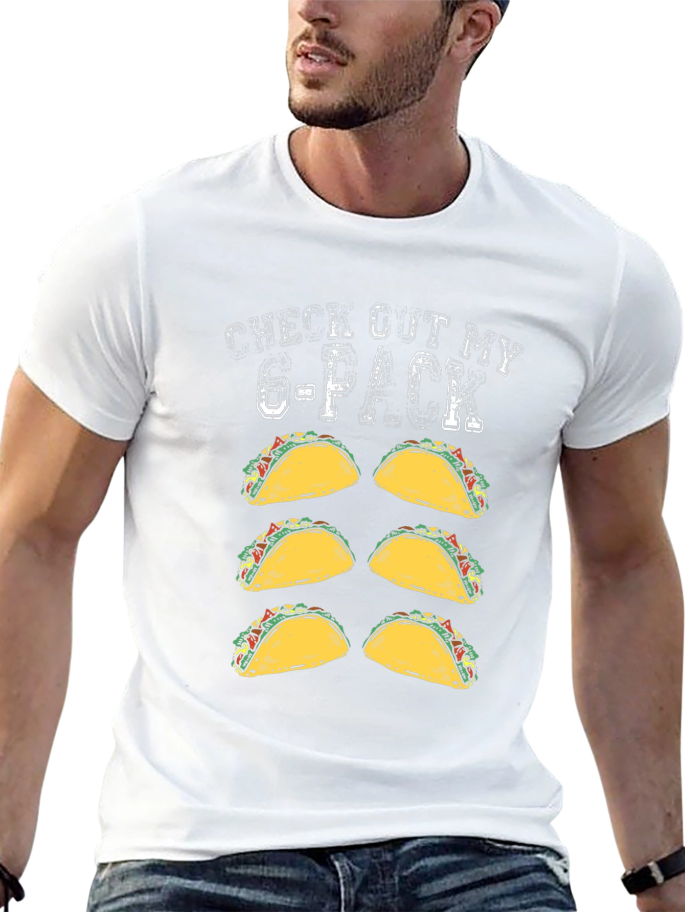 Check Out My 6-Pack Taco T-Shirt Funny Novelty Tee