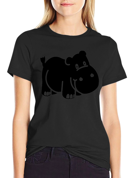 Hippo Graphic Tee - Black Cotton Comfort