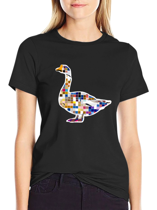 Pixelated Goose Graphic Tee - Modern Art Style