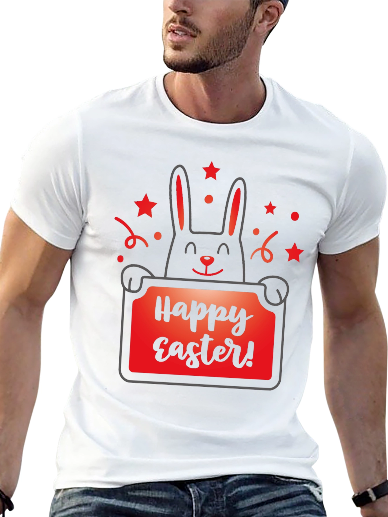 Happy Easter Bunny Graphic Tee - Black T-Shirt