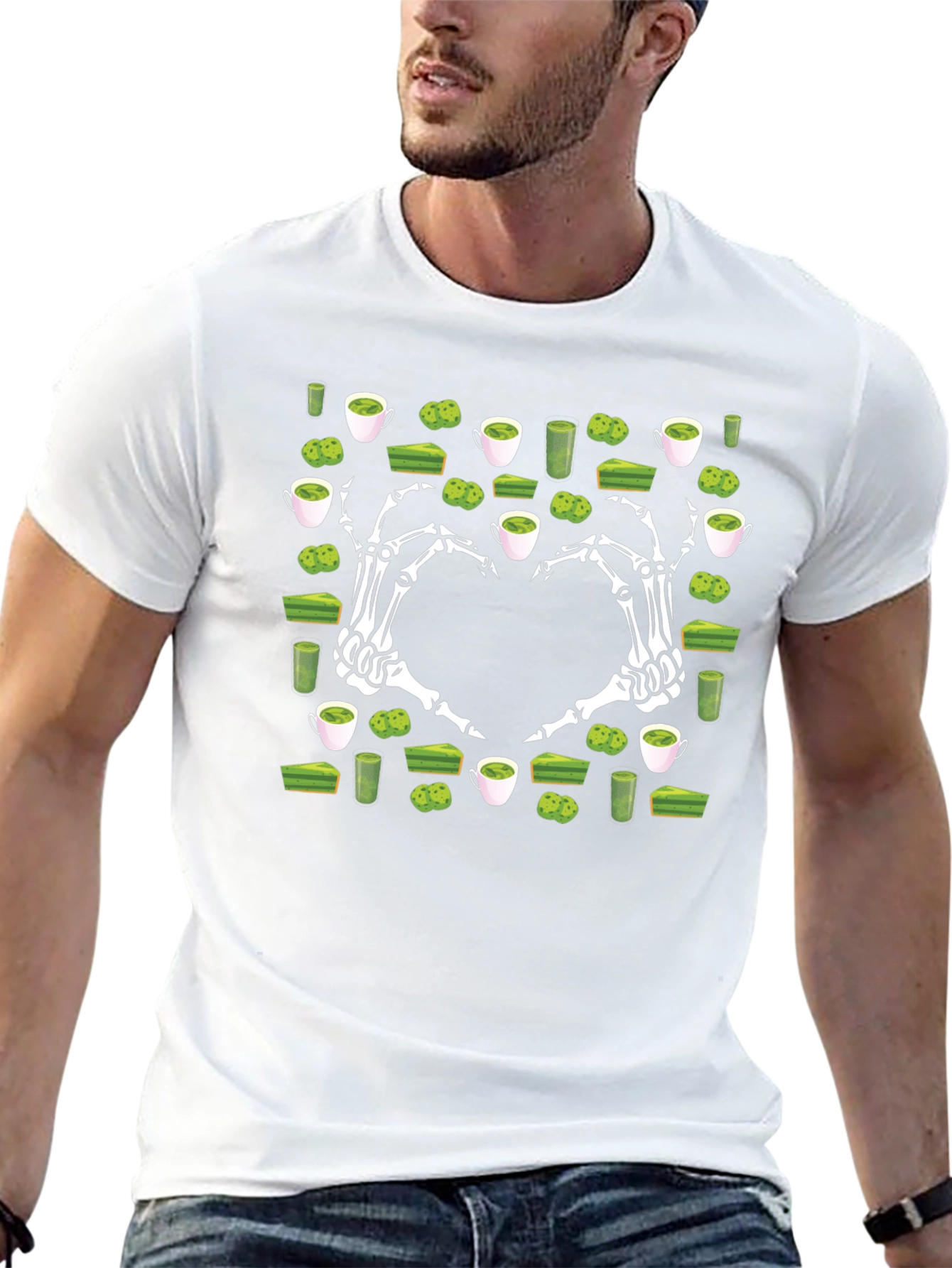 Matcha Lover T-Shirt Skeleton Hand Heart