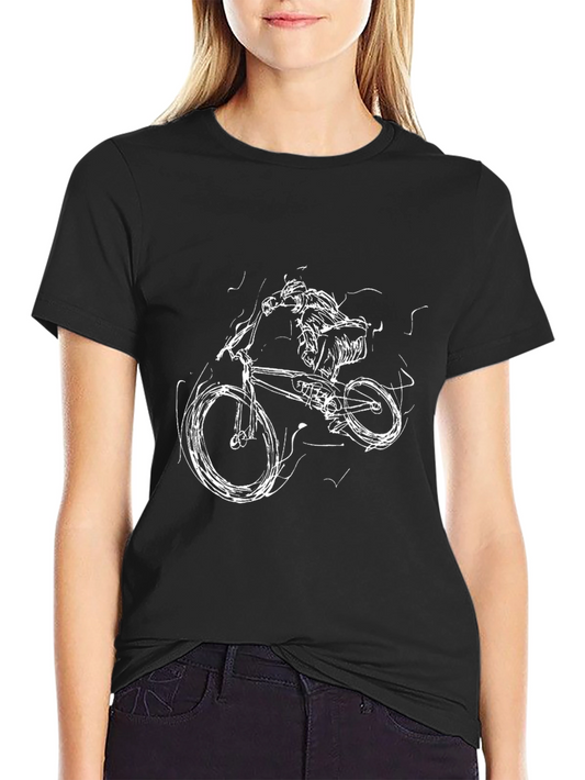 Mens Black Graphic Tee: Biker Scribble Design