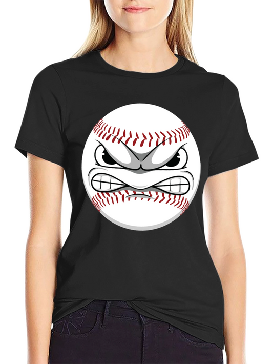 Angry Baseball Cartoon Graphic T-Shirt