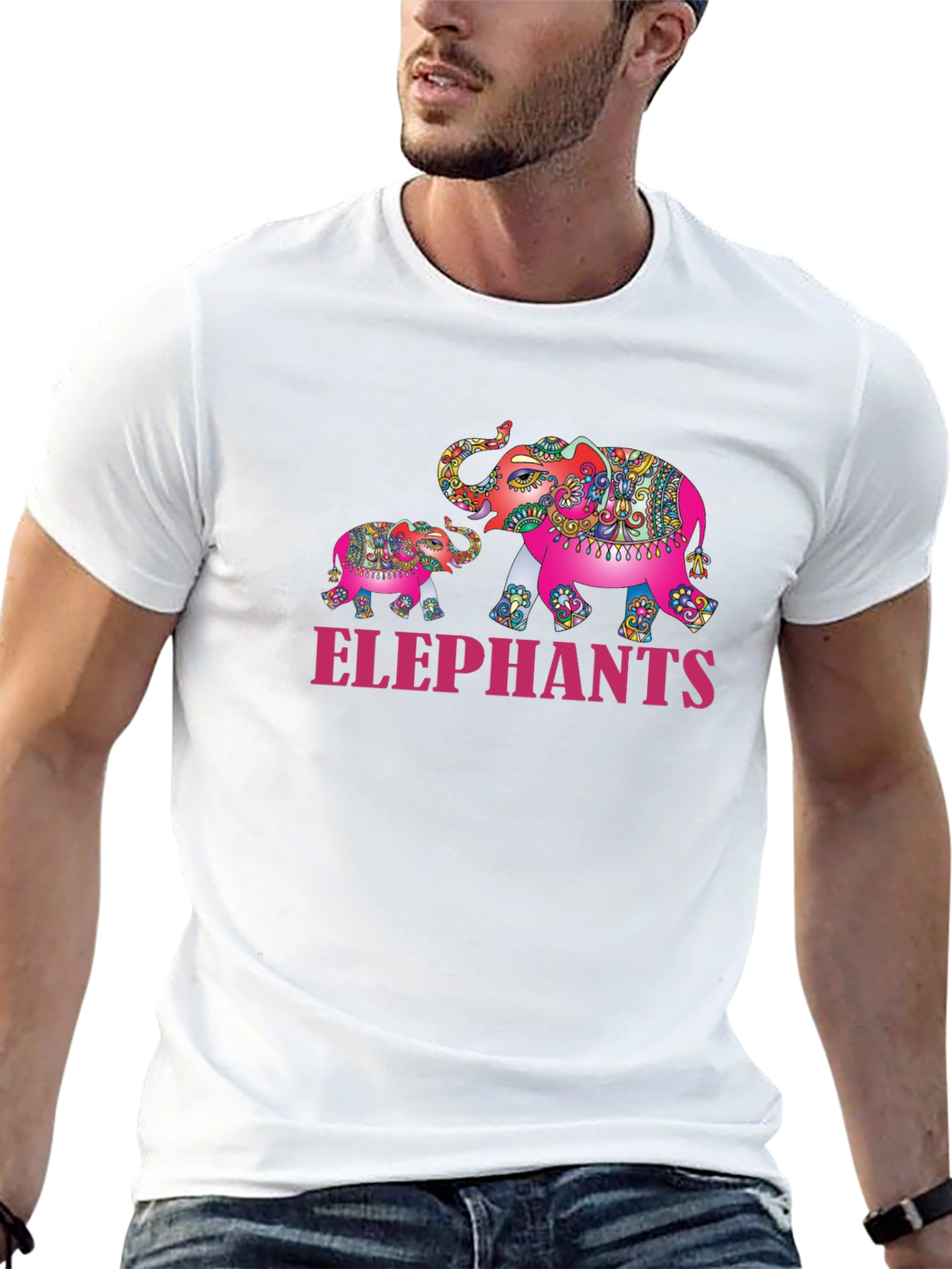Elephant Family Graphic Tee - Black
