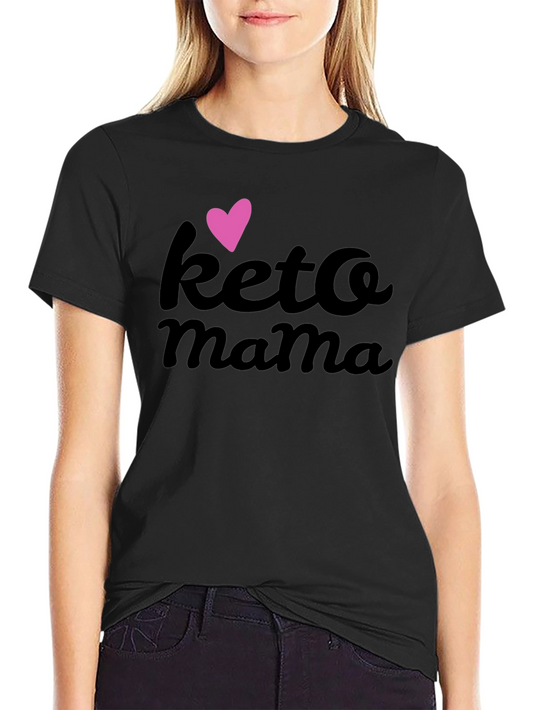 Keto Mama Black T-Shirt with Heart Graphic