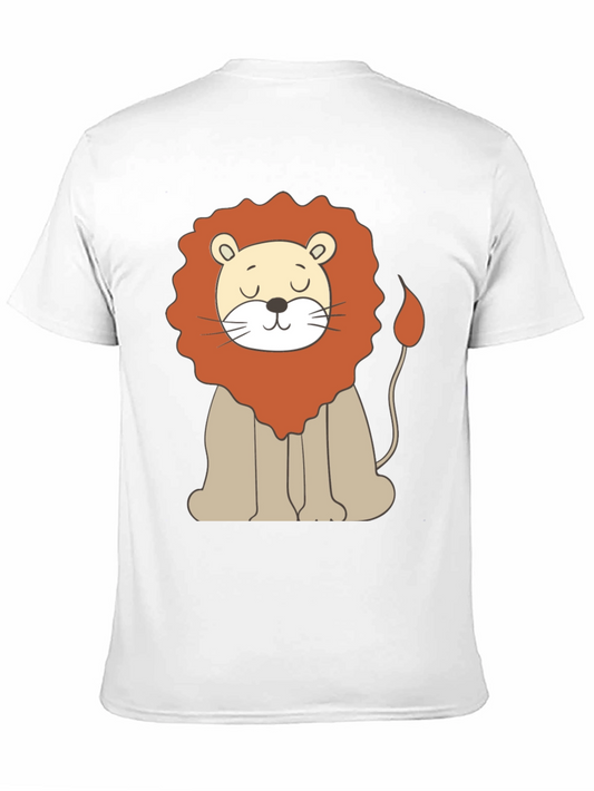 Cute Cartoon Lion Graphic Black T-Shirt