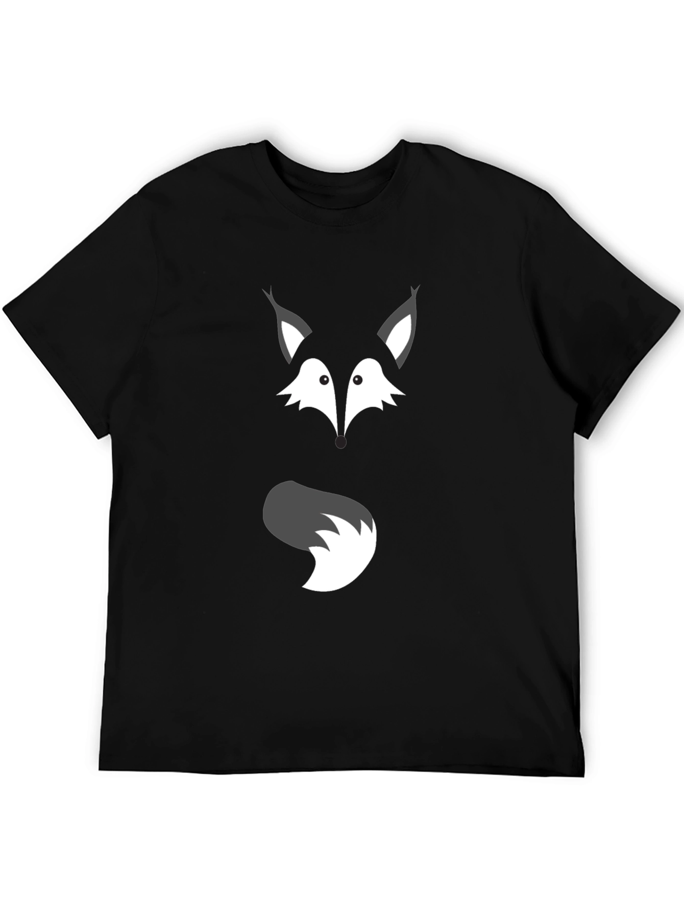 Fox Face & Tail Graphic Black T-Shirt
