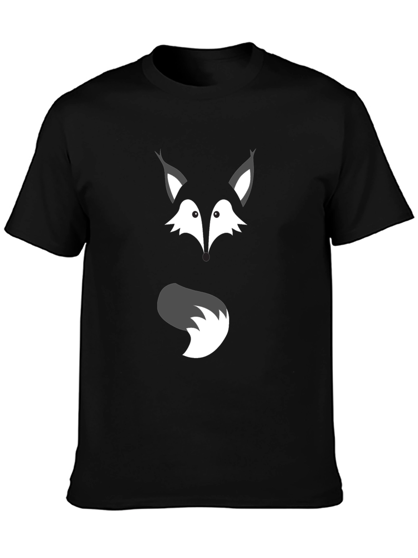 Fox Face & Tail Graphic Black T-Shirt