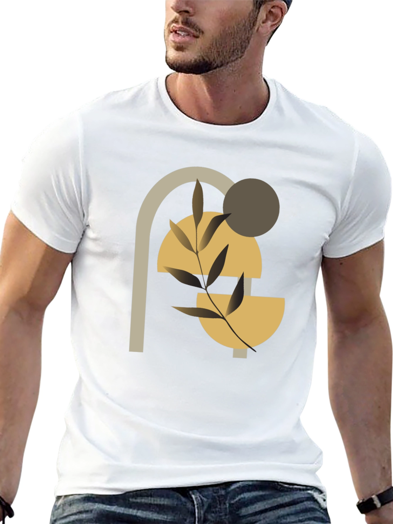 Abstract Geometric Plant Black T-Shirt
