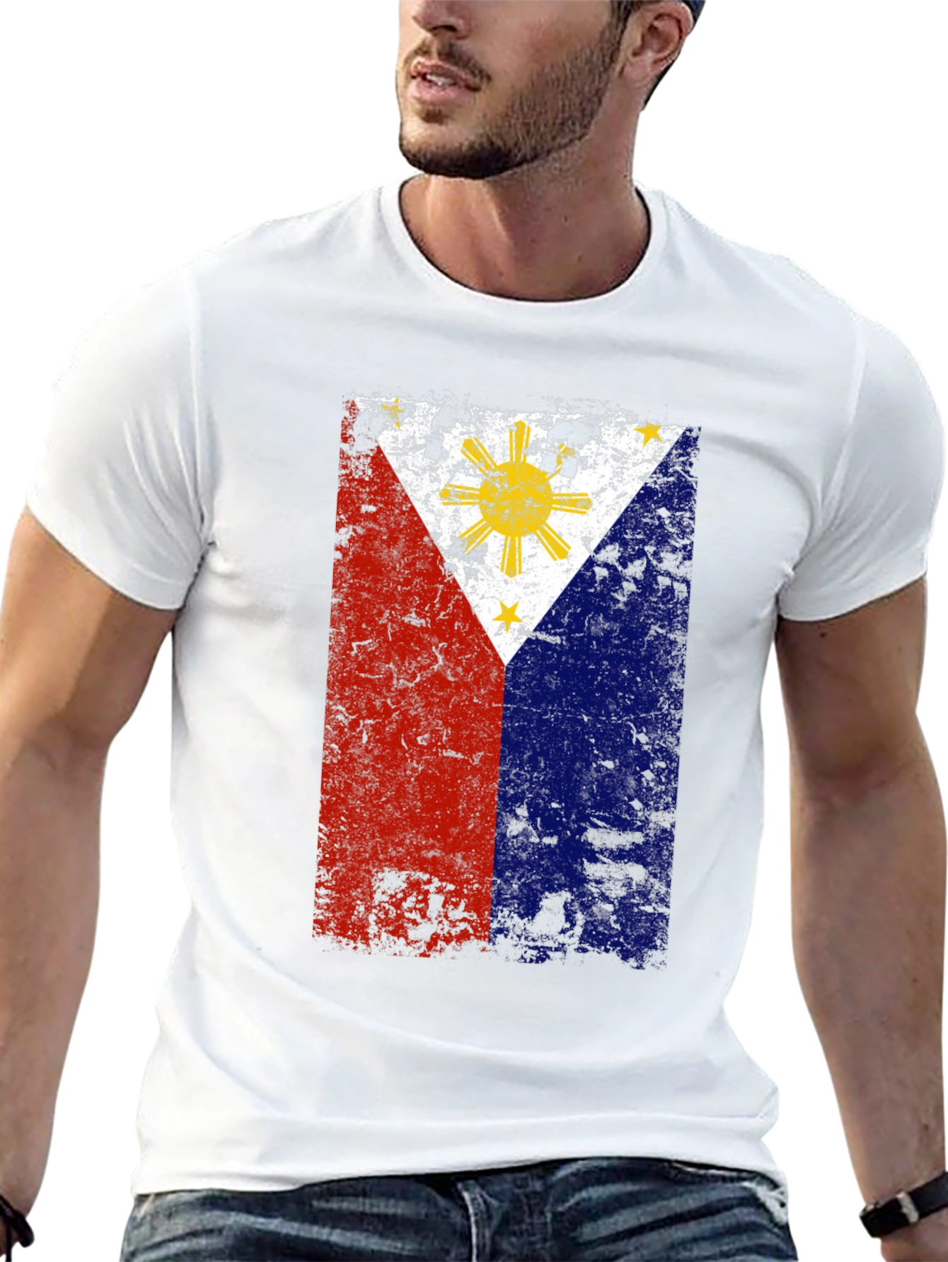 Distressed Philippines Flag Graphic T-Shirt