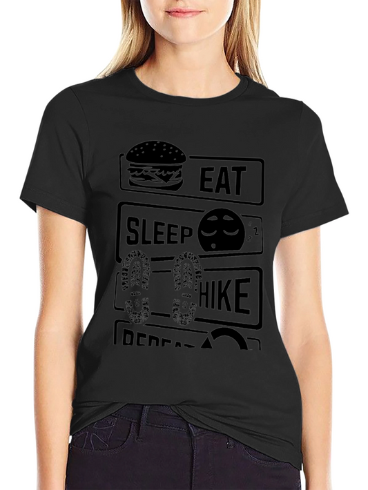 Eat Sleep Hike Repeat Black Graphic Tee
