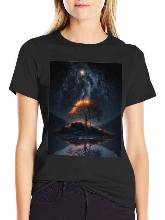 Celestial Tree Graphic Tee - Black
