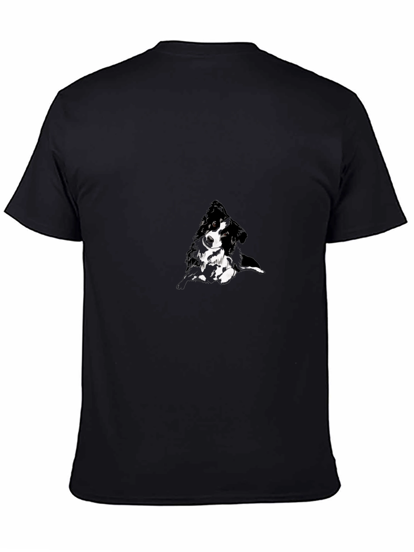 Black T-Shirt with Abstract Dog Design