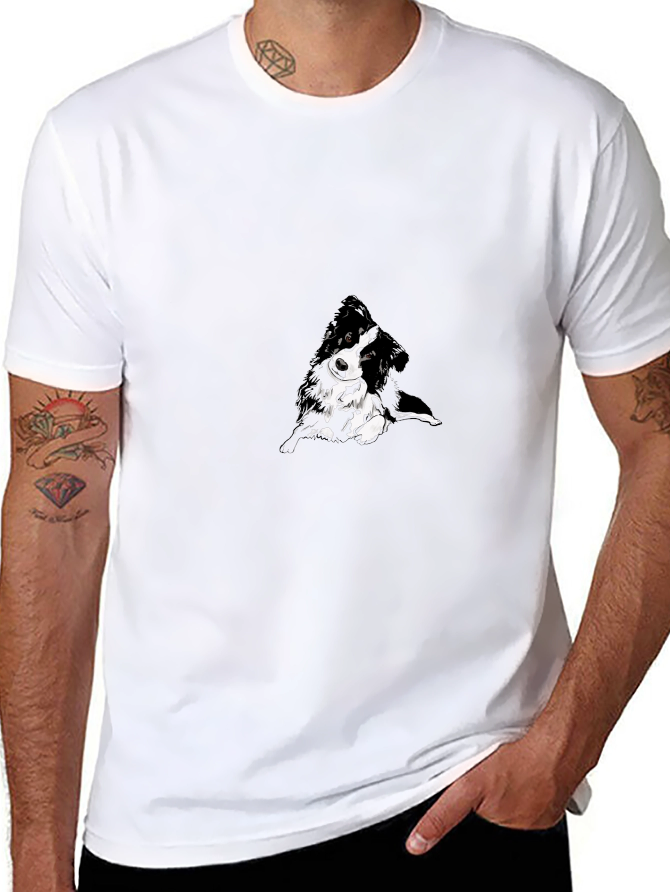 Black T-Shirt with Abstract Dog Design