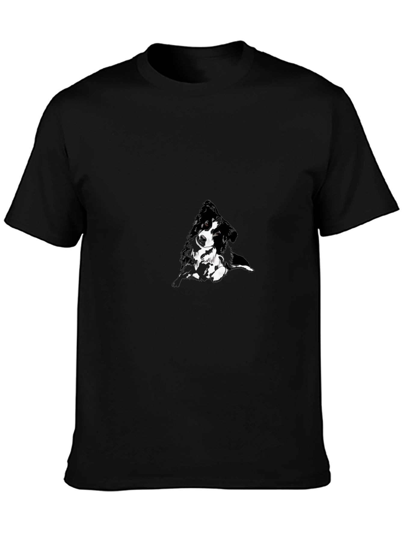 Black T-Shirt with Abstract Dog Design