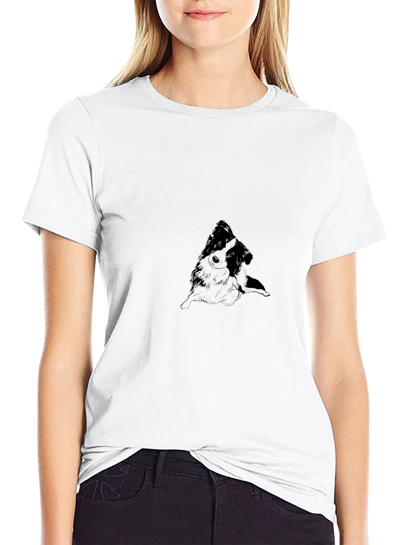 Black T-Shirt with Abstract Dog Design