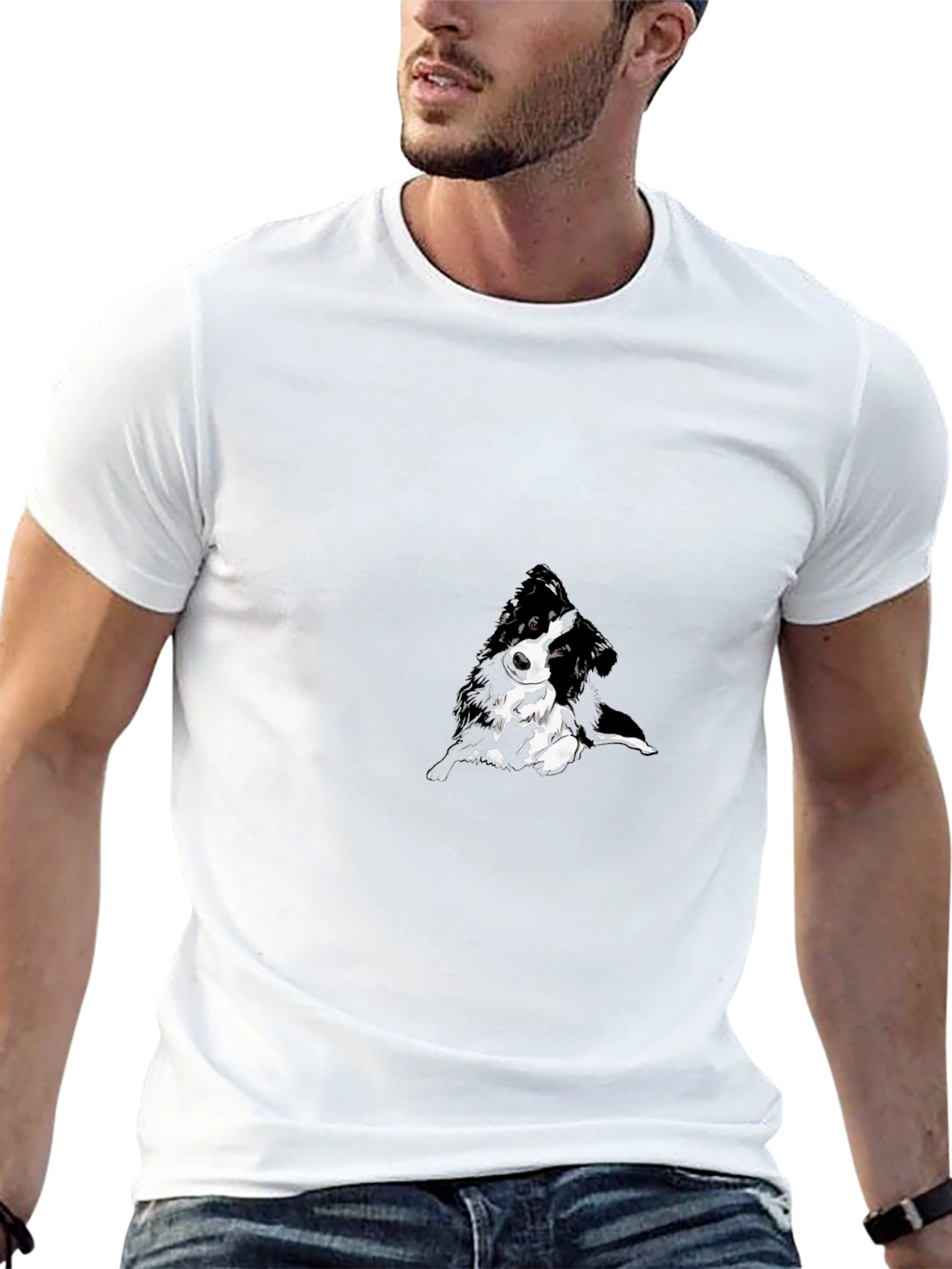 Black T-Shirt with Abstract Dog Design