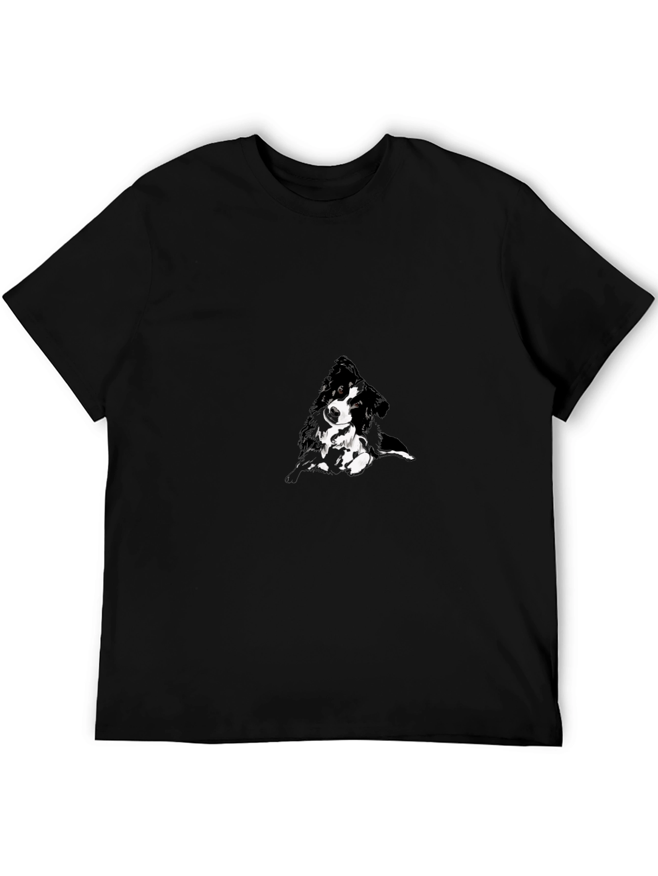 Black T-Shirt with Abstract Dog Design