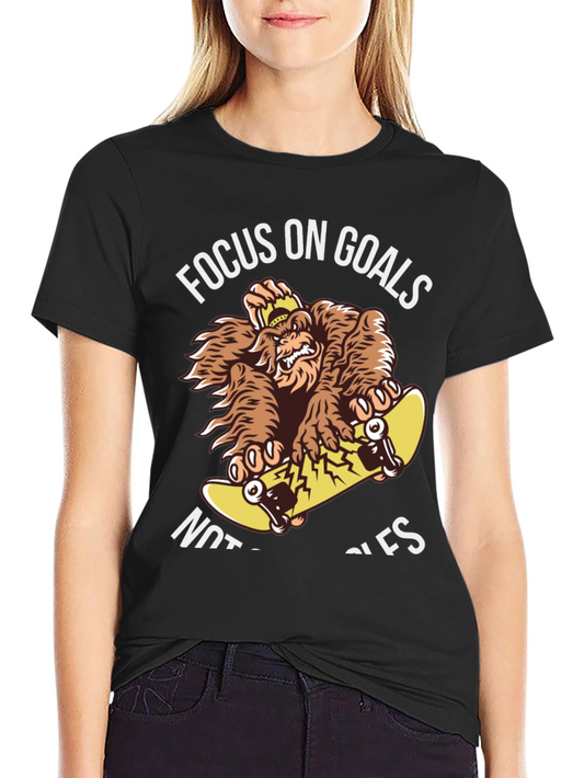 Focus on Goals Skateboard Gorilla Graphic T-Shirt