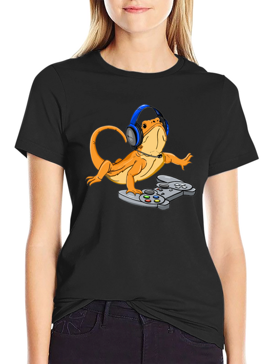 Gamer Lizard T-Shirt - Bearded Dragon with Headset