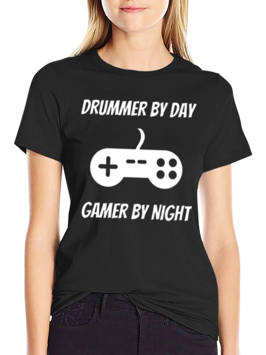 Drummer by Day Gamer by Night Black T-Shirt