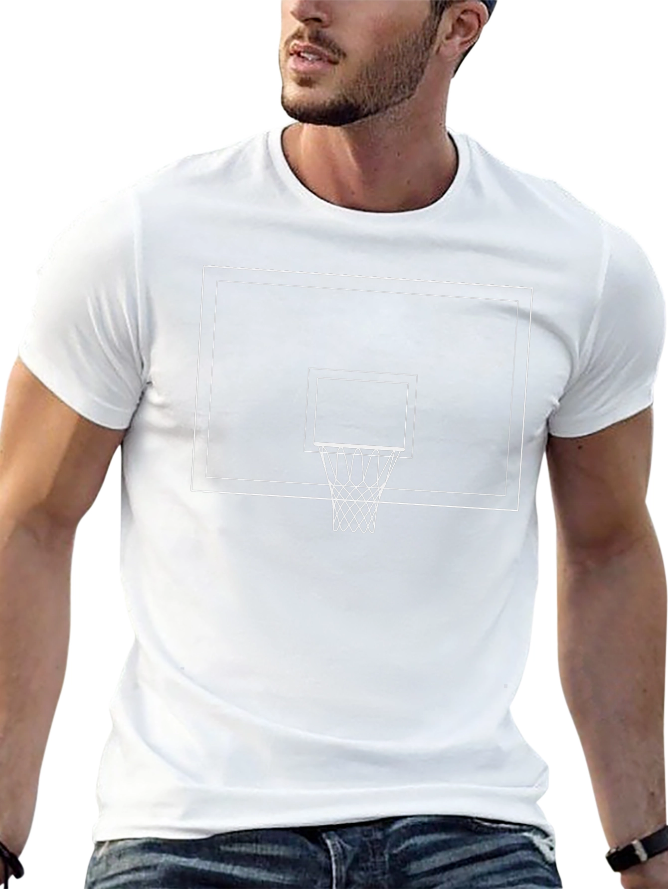 Basketball Hoop Graphic Tee - Black Cotton T-Shirt
