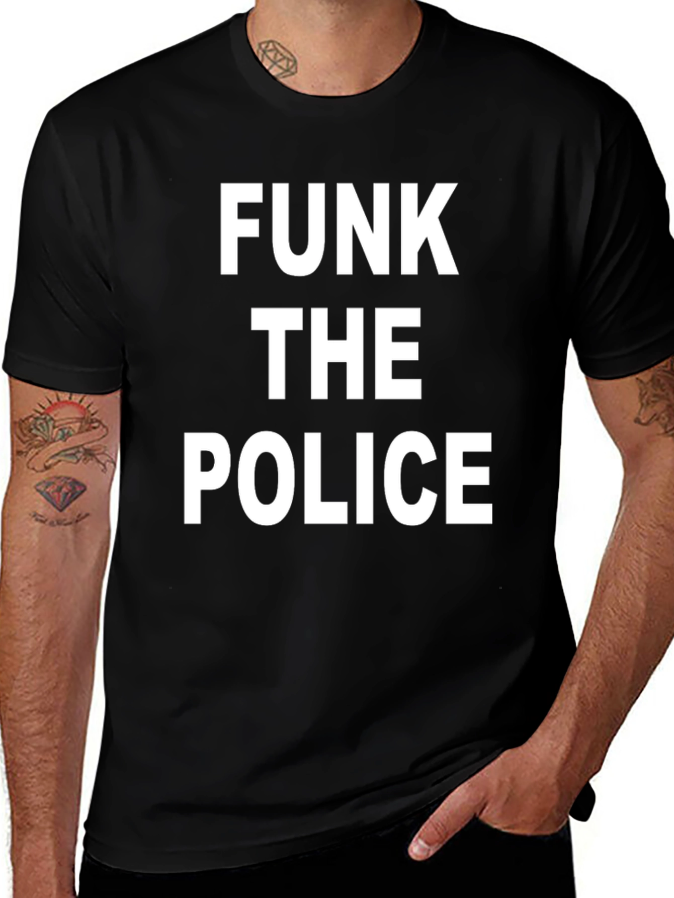 Funk the Police Graphic Tee - Black Cotton T-Shirt