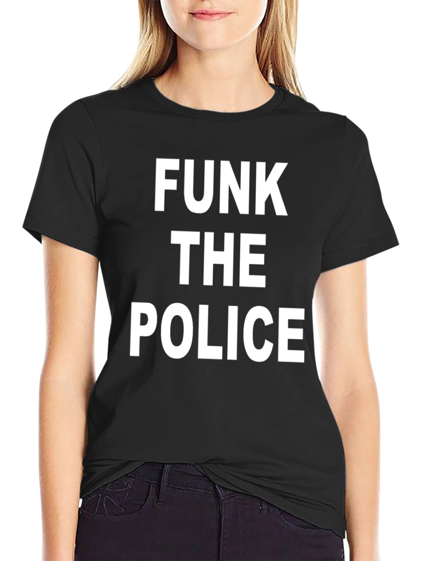 Funk the Police Graphic Tee - Black Cotton T-Shirt