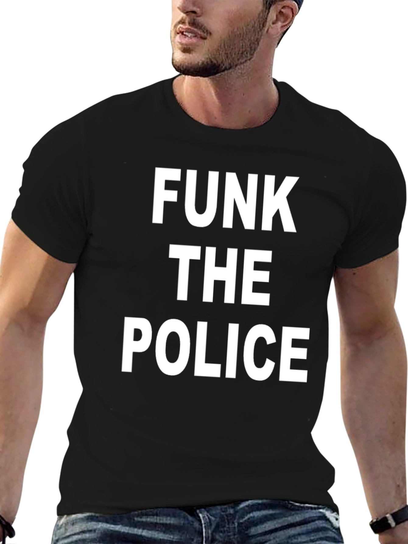 Funk the Police Graphic Tee - Black Cotton T-Shirt