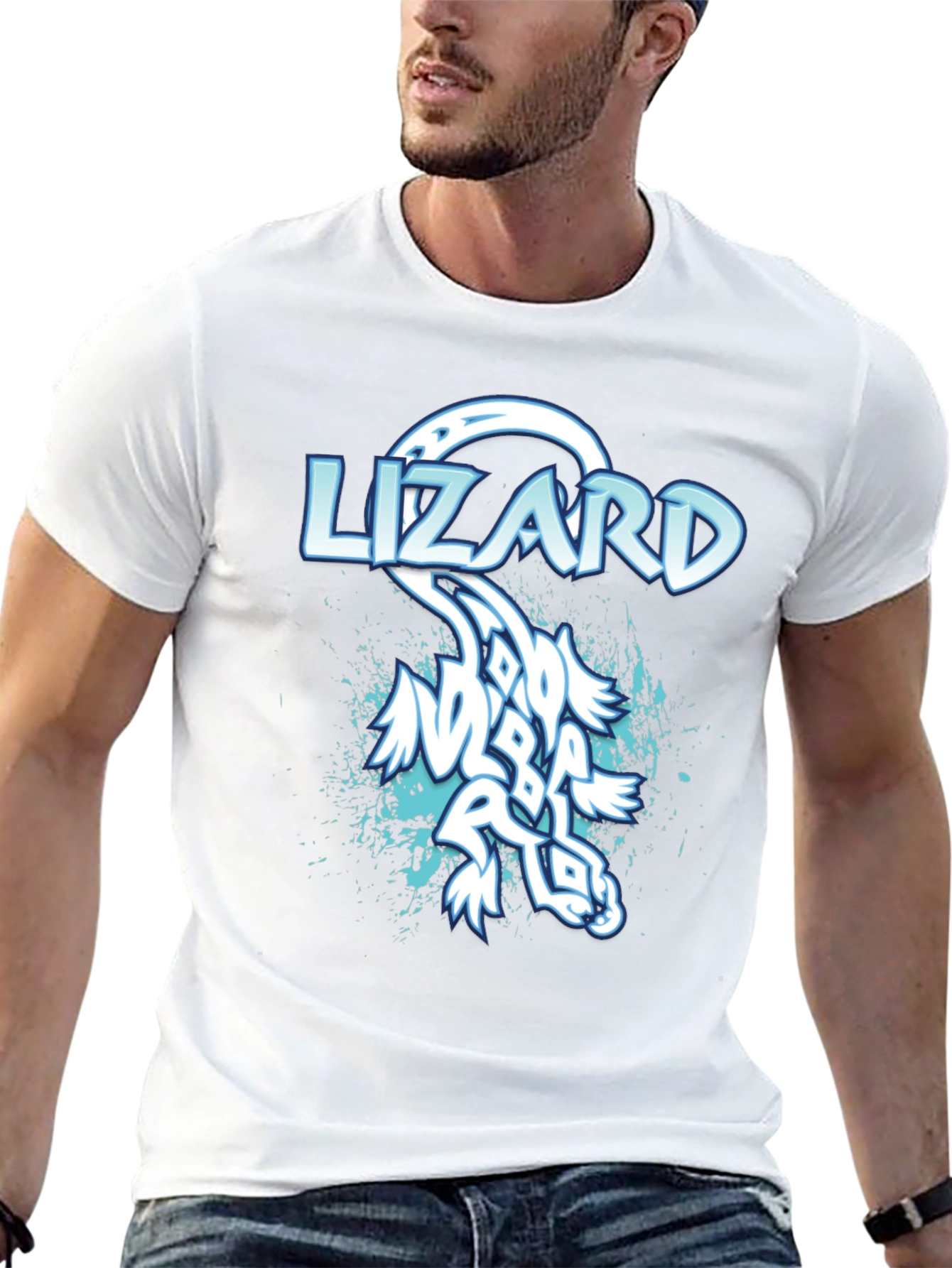 Lizard Graphic Print Mens Black T-Shirt