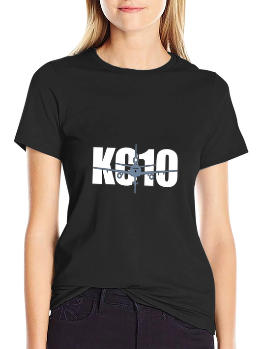 KC10 Airplane Graphic T-Shirt - Black Crew Neck Tee