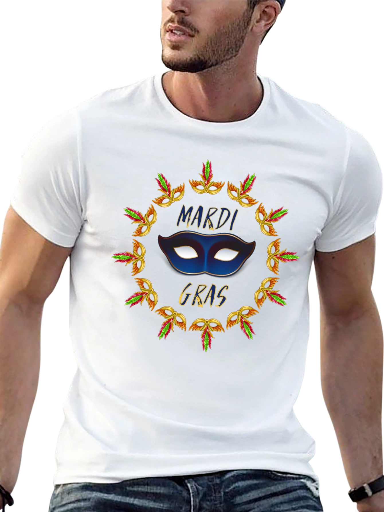 Mardi Gras Mask T-Shirt - Festive Celebration Tee
