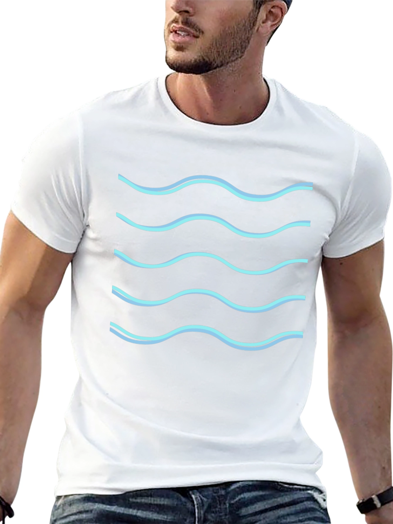 Wave Pattern Black T-Shirt - Cool Graphic Tee