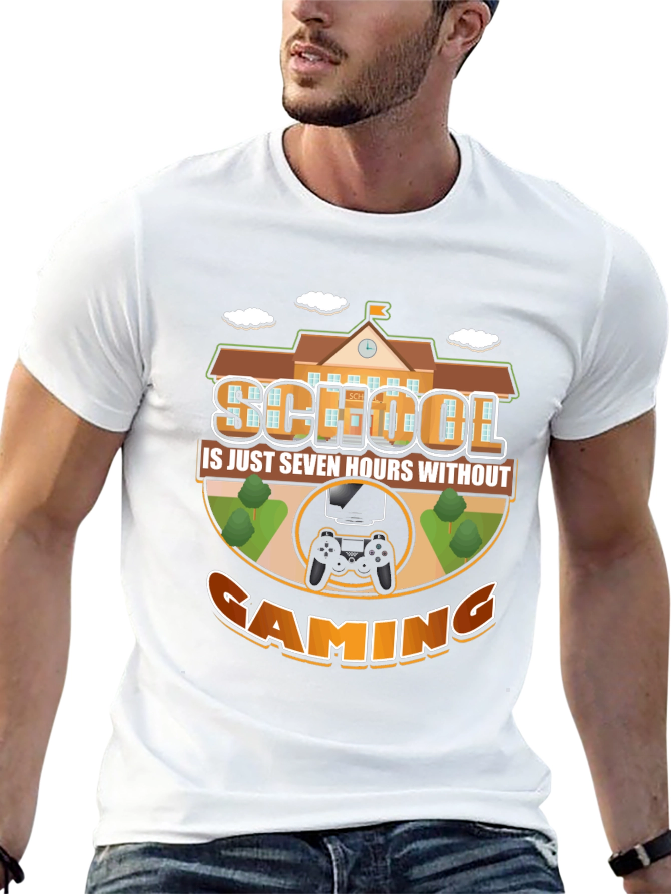 School vs. Gaming T-Shirt - Funny Gamer Tee