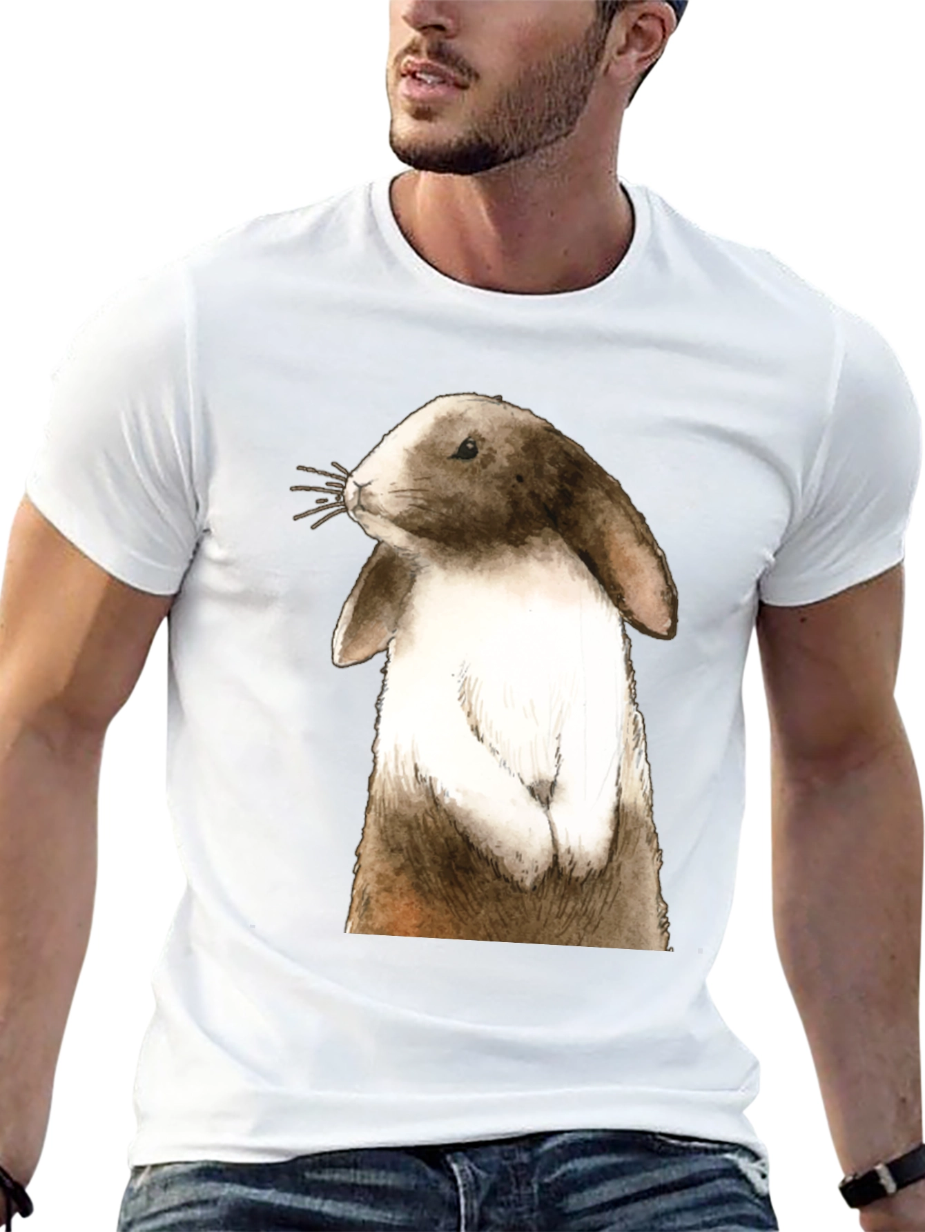 Rabbit Graphic Tee - Casual Black T-Shirt