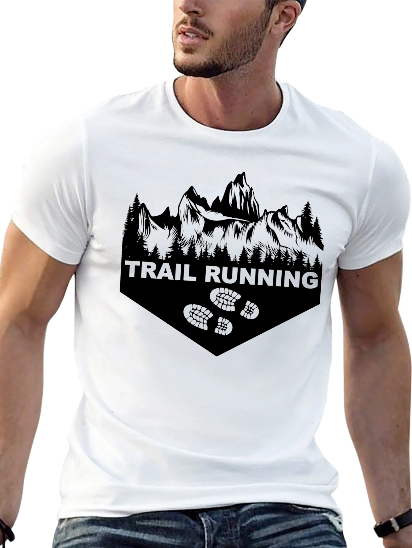 Trail Running Mountain Graphic Tee - Black
