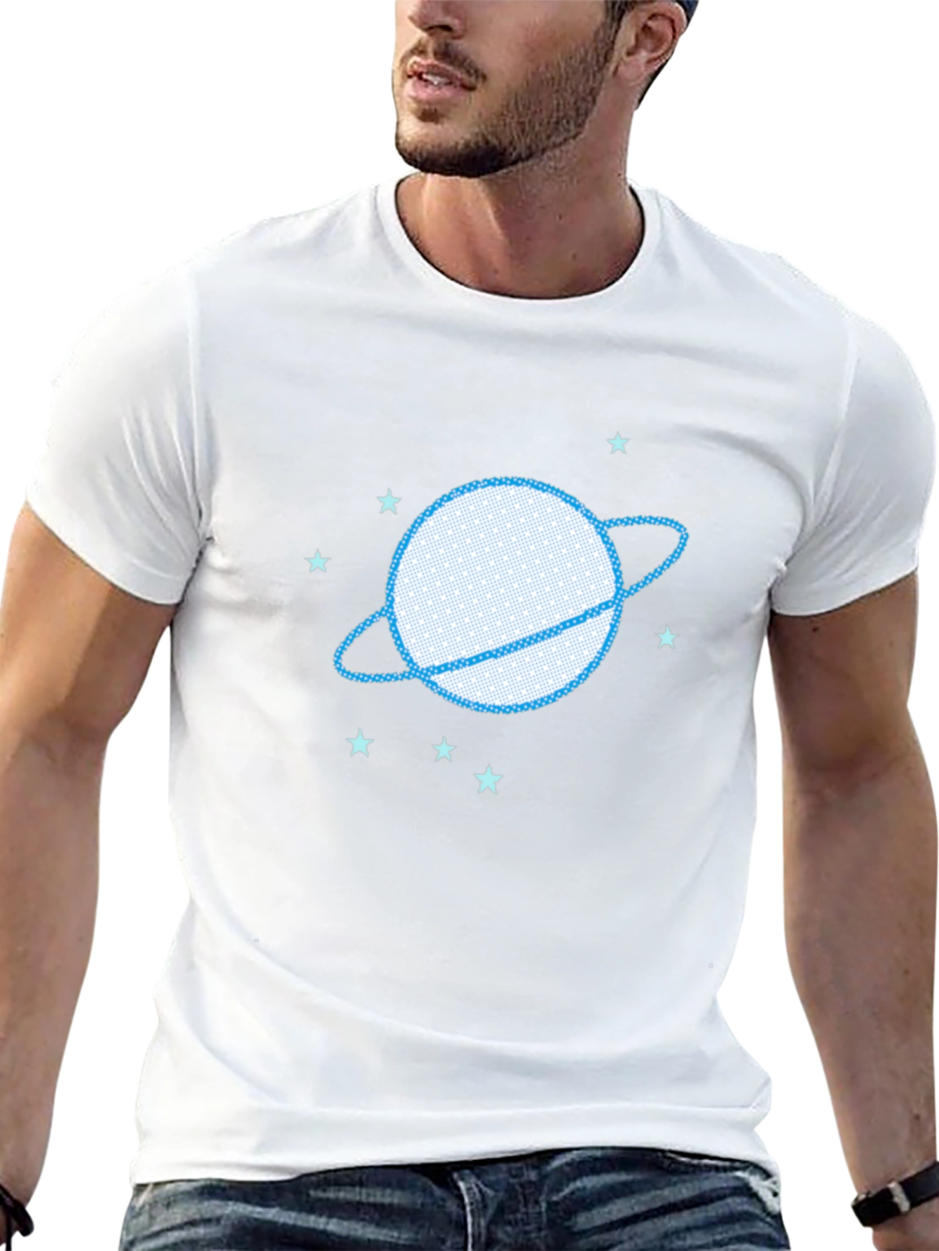 Planet Saturn Graphic Tee - Trendy Space Design