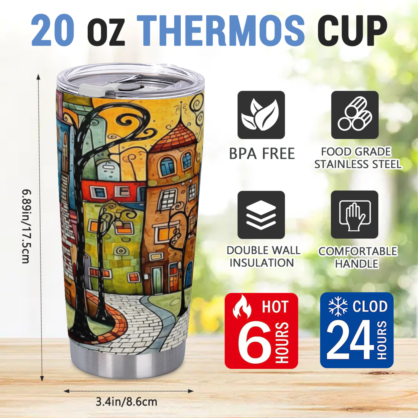 Pastoral Laundry Garden With Puppy & Butterflies 20oz Insulated Tumbler