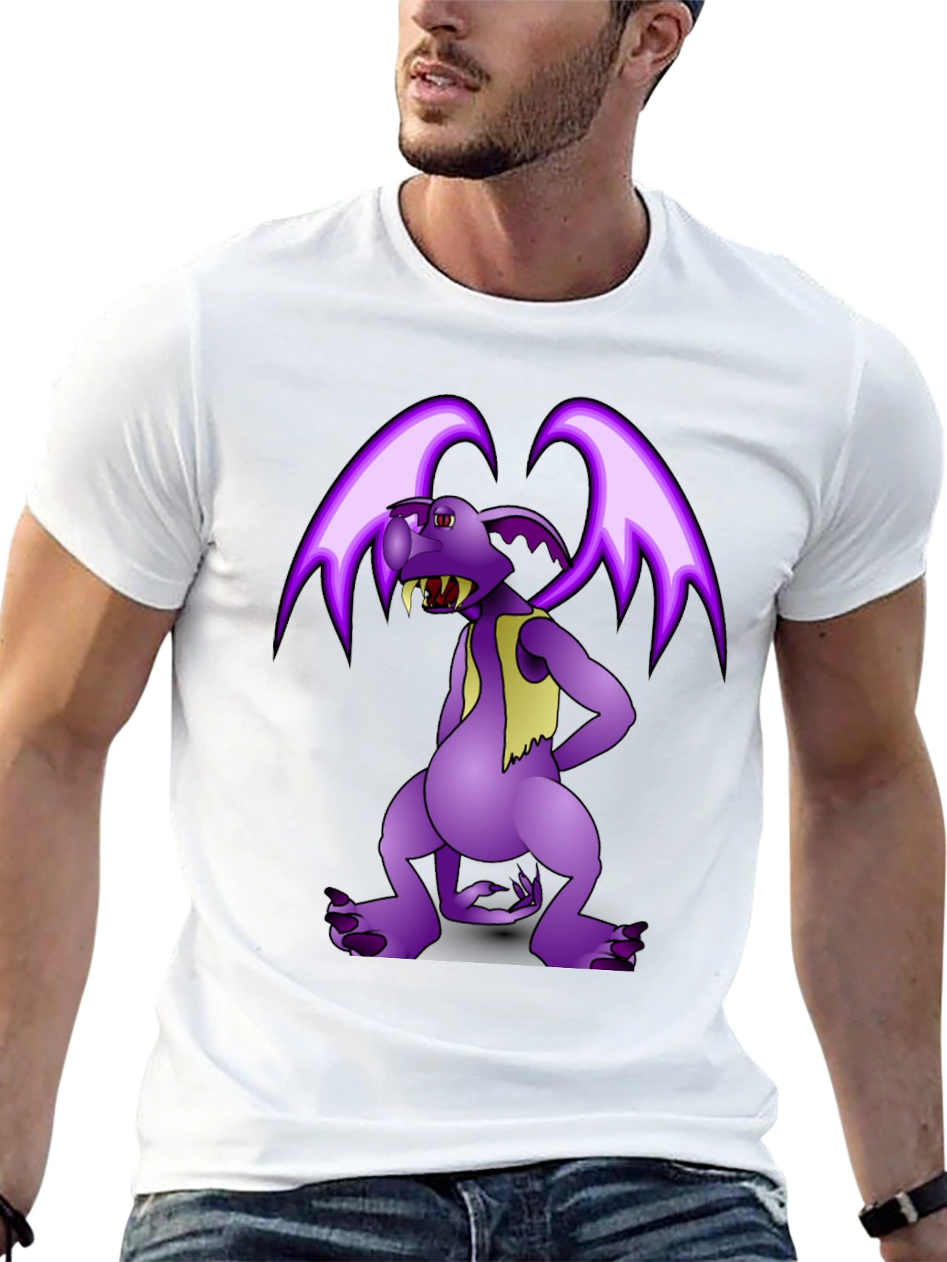Cartoon Gargoyle Graphic Tee - Black
