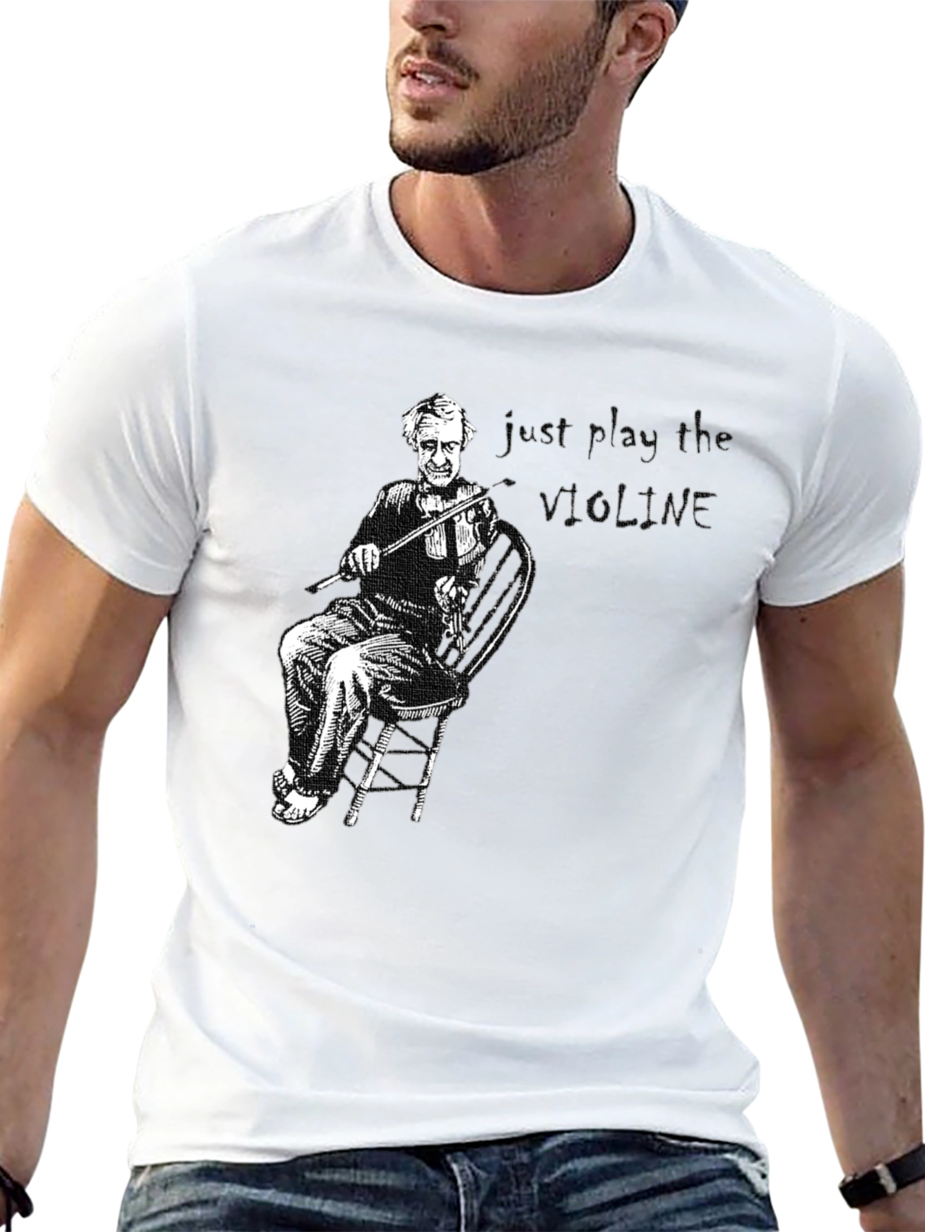 Violin Player Graphic T-Shirt - Black