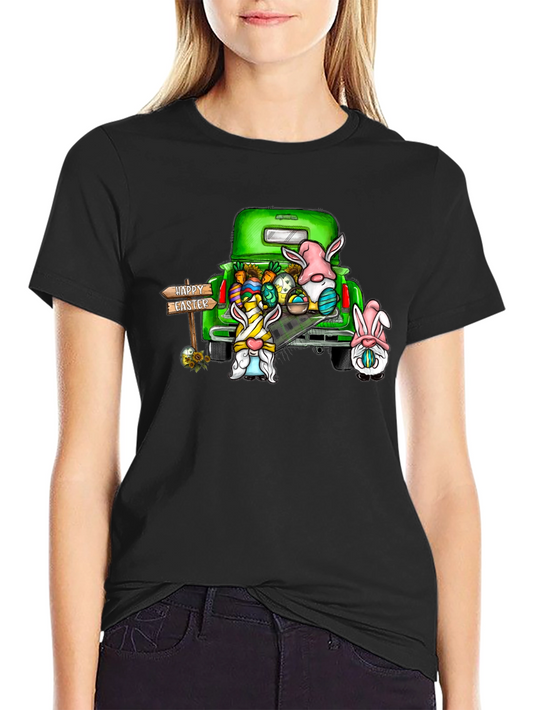 Easter Gnomes Truck Black Tee