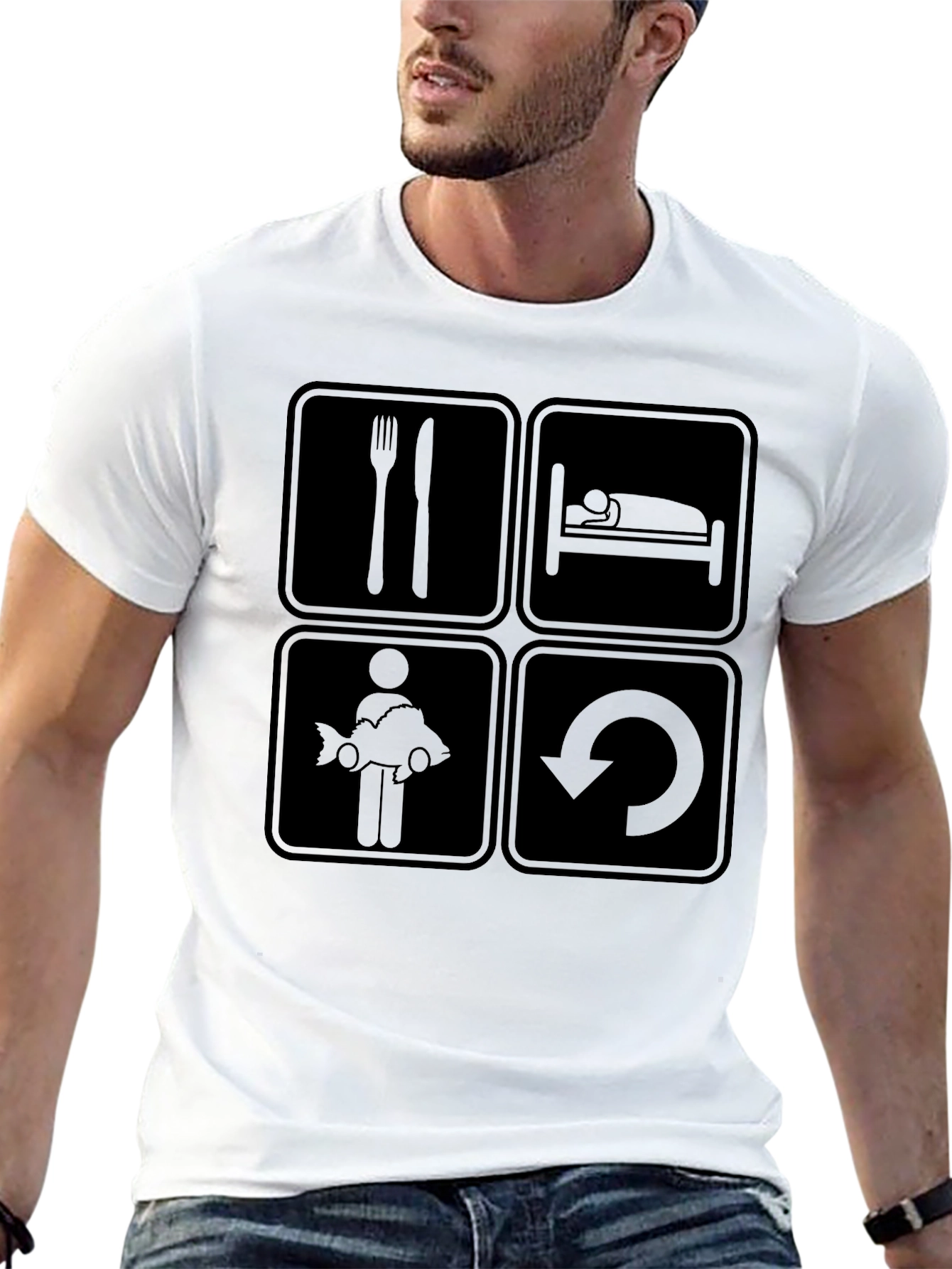 Eat Sleep Fish Repeat Graphic Tee