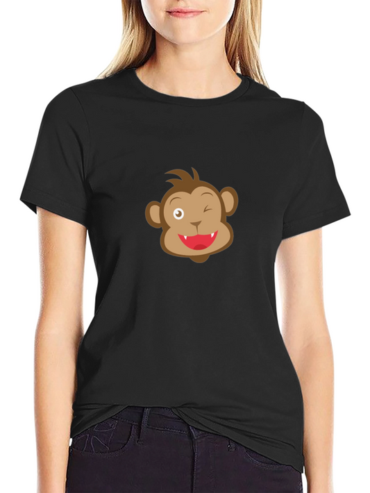 Funny Monkey Face Black T-Shirt
