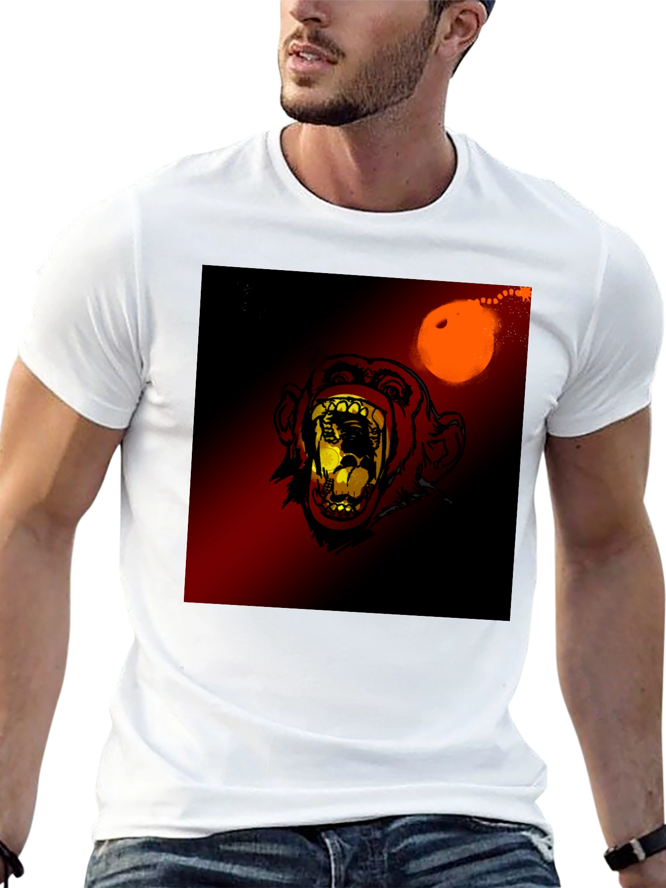 Monkey Face Graphic Print T-Shirt
